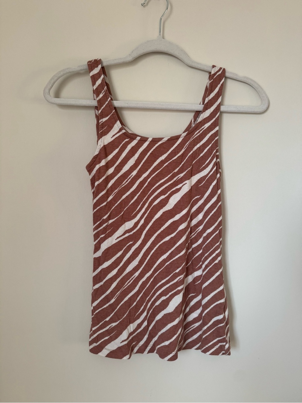 a new day Rust and White Zebra-Print Scoop Tank